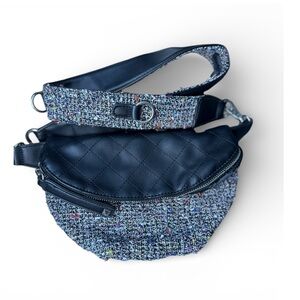 Black and Multicolor Tweed Waist and Crossbody Bag